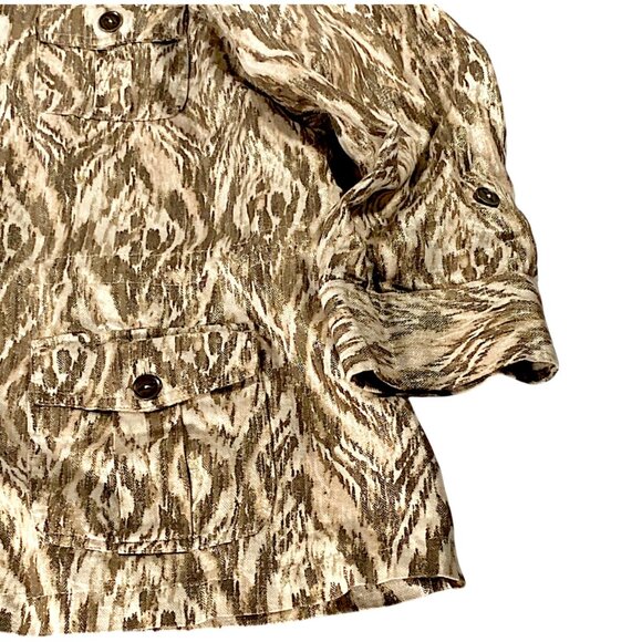 Chicos Jacket Womens 3 US XL Beige Brown Inkat Utility Relaxed Safari Lagenlook - Picture 14 of 16